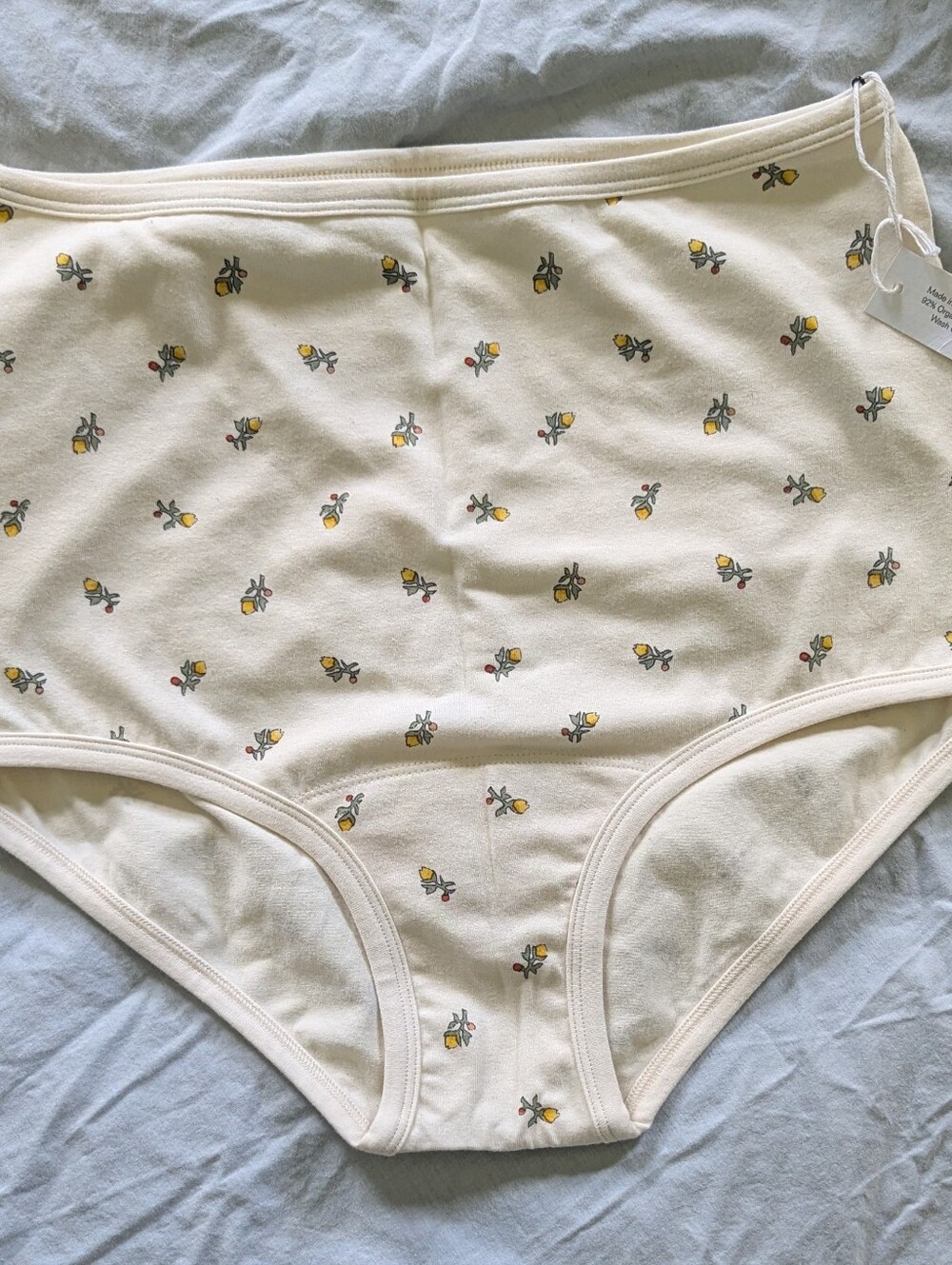ARQ high-rise undies yellow calico XL NWT